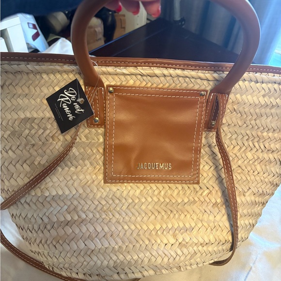 Jacquemus Tan and Cream Woven Tote Bag - Picture 6 of 9